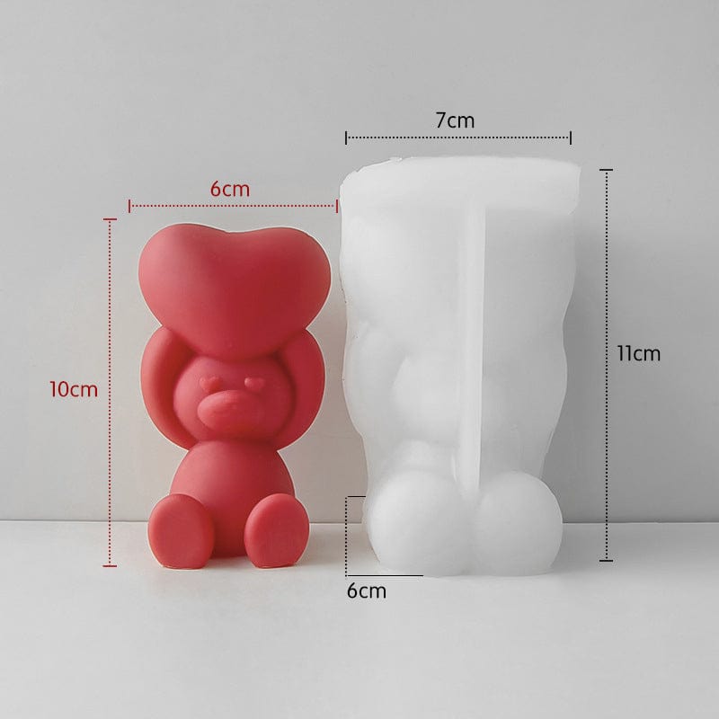3D Teddy With Holding Heart Handmade Mould