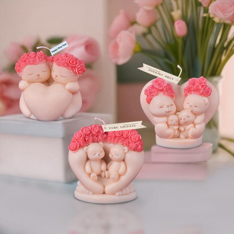 Rose Love Couple Bear Handmade Mould