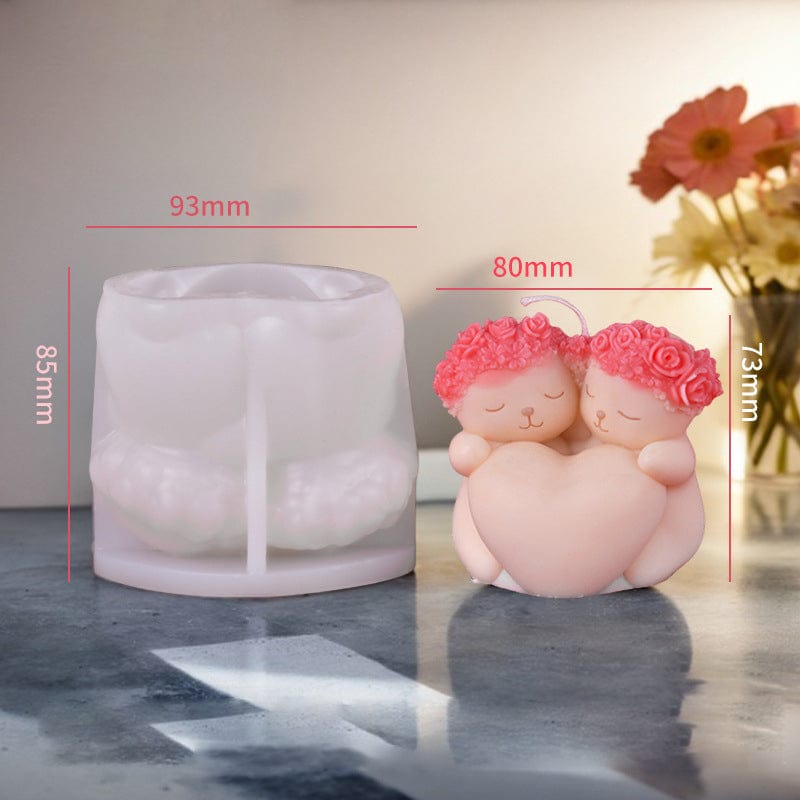 Rose Love Couple Bear Handmade Mould
