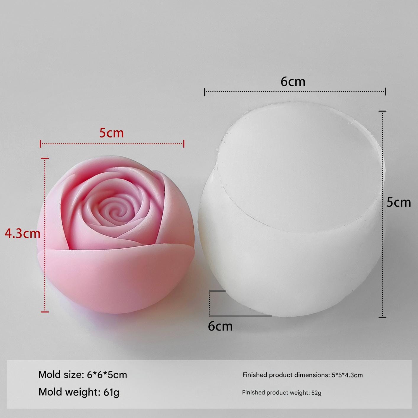 3D Rose Flower Candle Handmade Mould