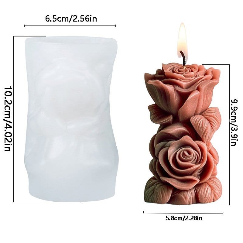 3D Rose Piller Candle Handmade Mould