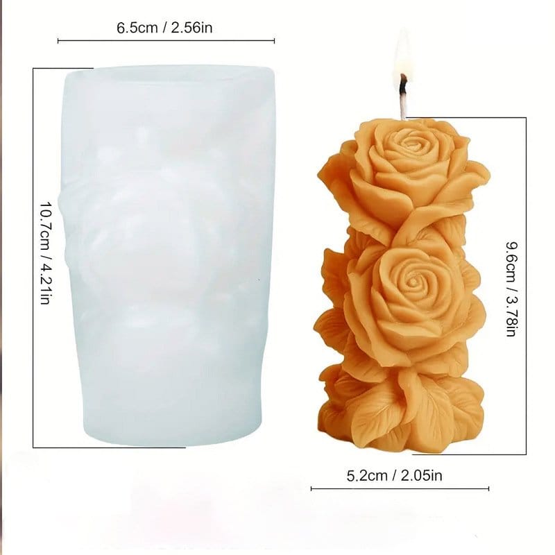 3D Rose Piller Candle Handmade Mould