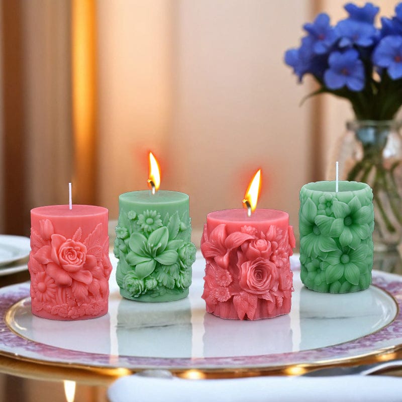 Rose Pillar Succulent Flower Candle Handmade Mould
