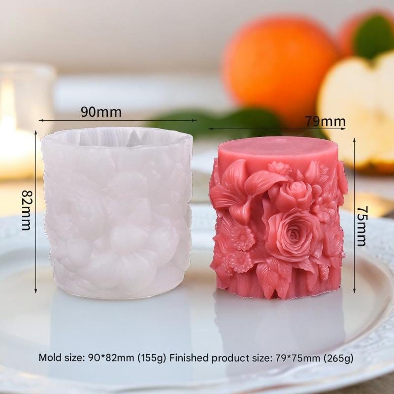 Rose Pillar Succulent Flower Candle Handmade Mould