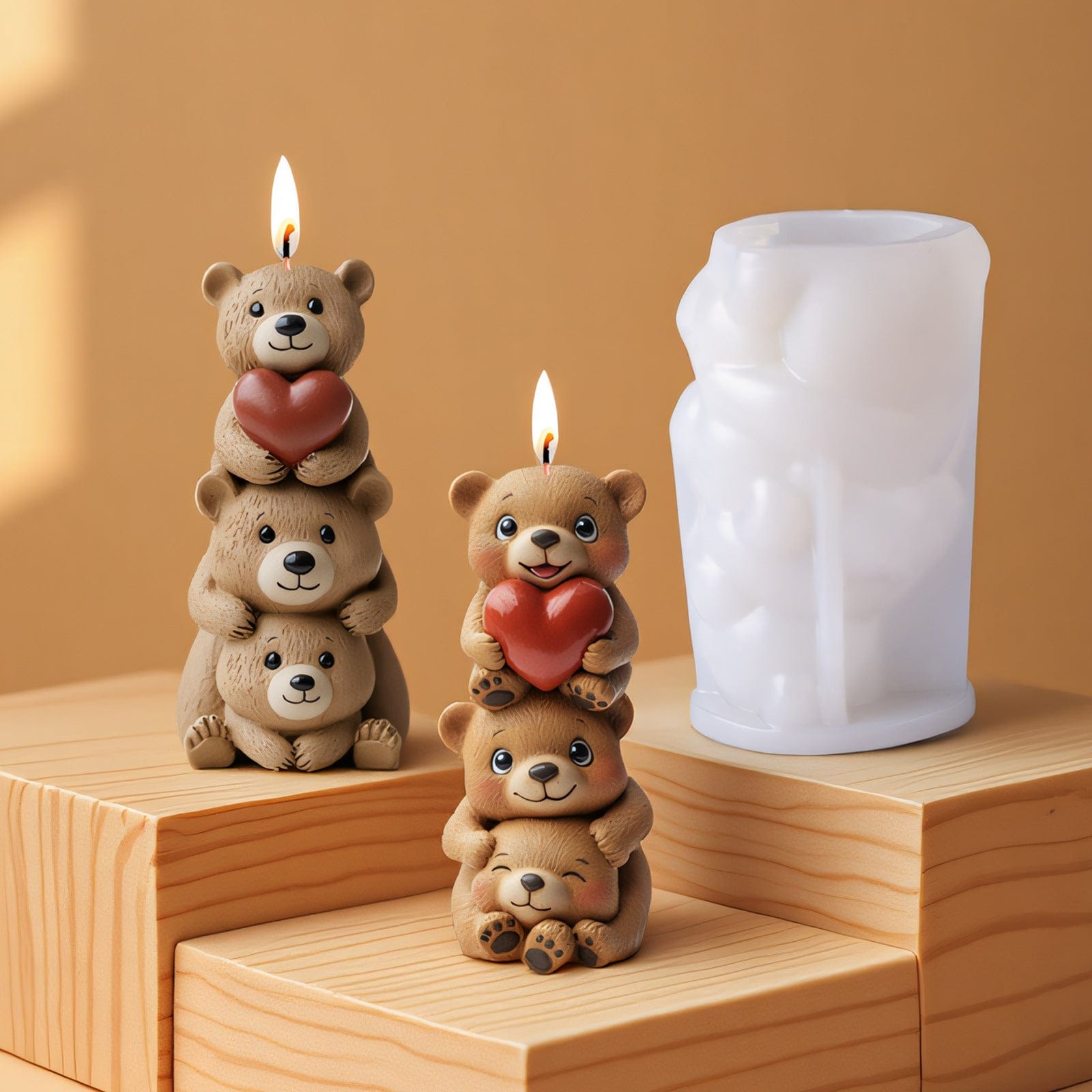 Stacking Teddy Bear Candle Handmade Mould