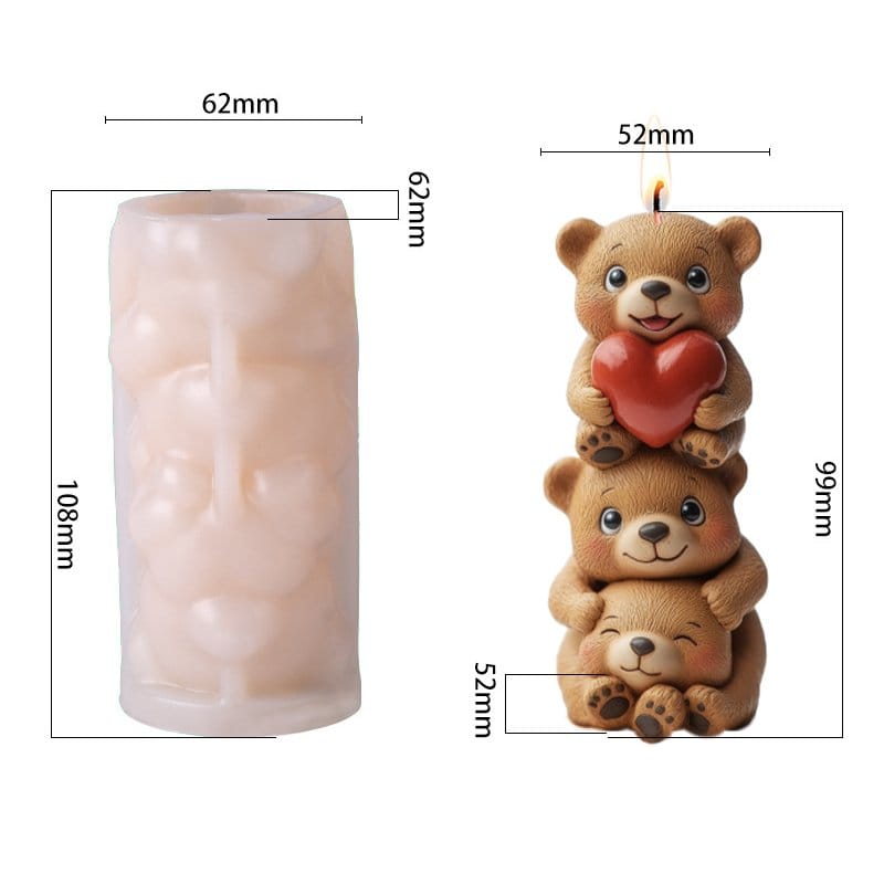 Stacking Teddy Bear Candle Handmade Mould