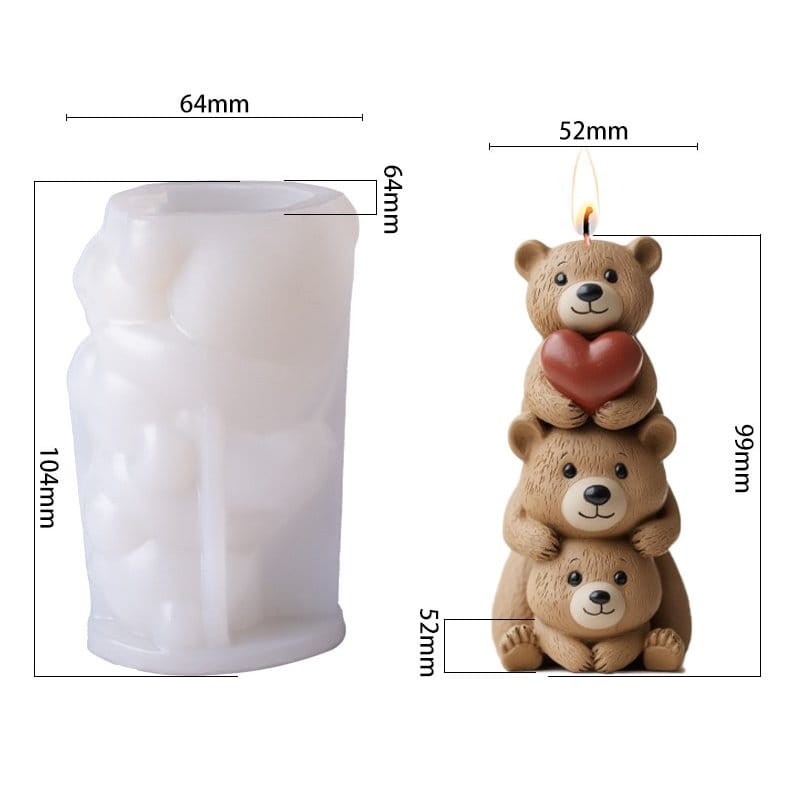 Stacking Teddy Bear Candle Handmade Mould