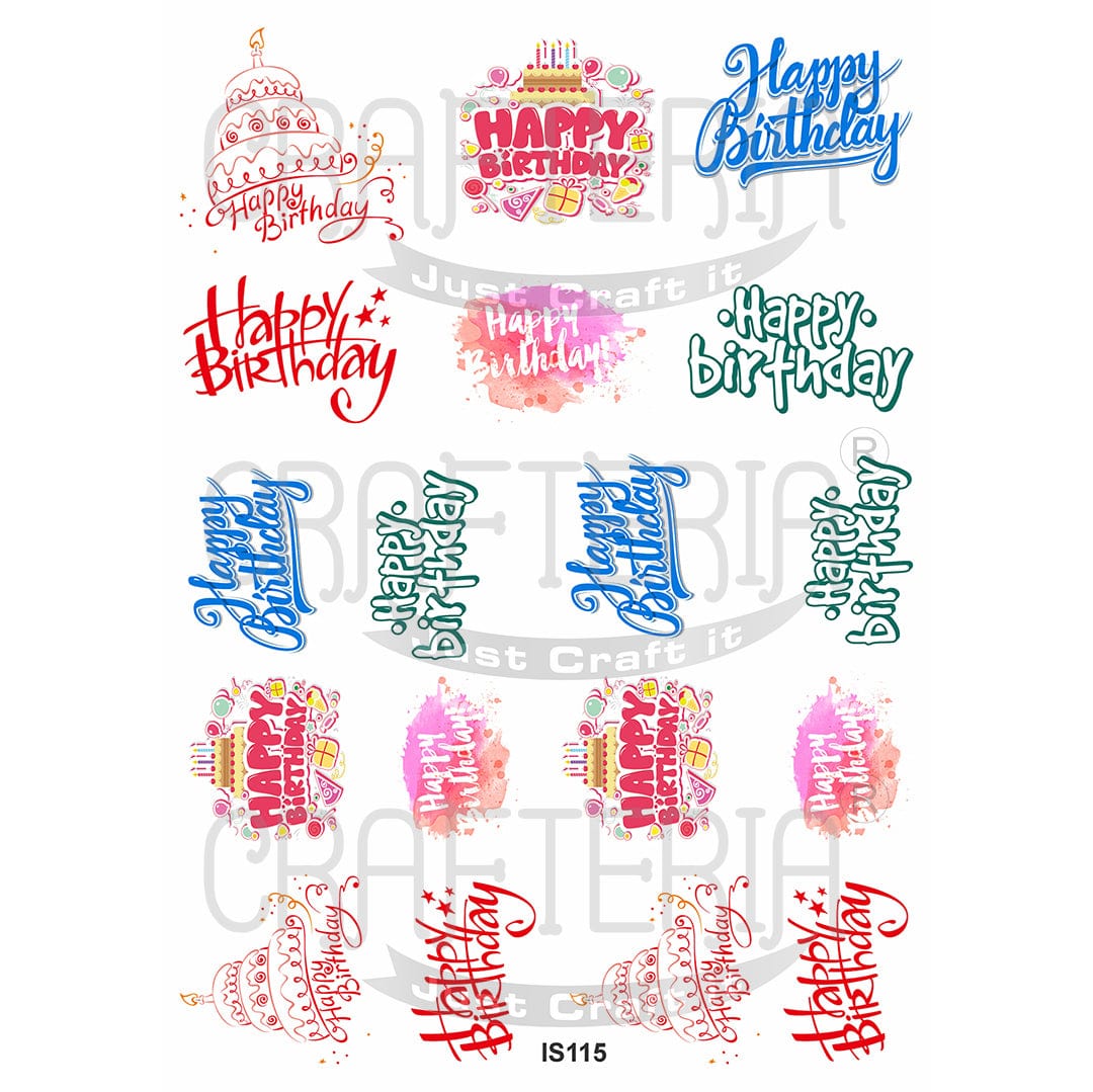 Happy Birthday Designs Insert Sheet (Transparent Sheet) IS115