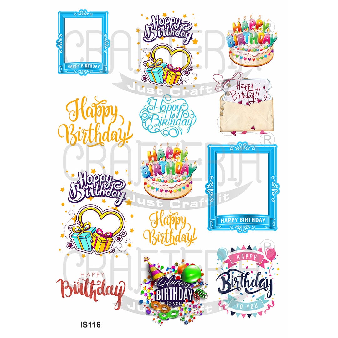 Happy Birthday Designs Insert Sheet (Transparent Sheet) IS116