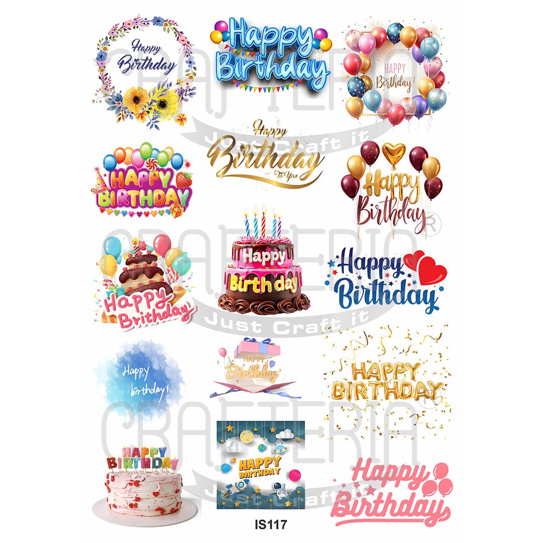 Happy Birthday Designs Insert Sheet (Transparent Sheet) IS117