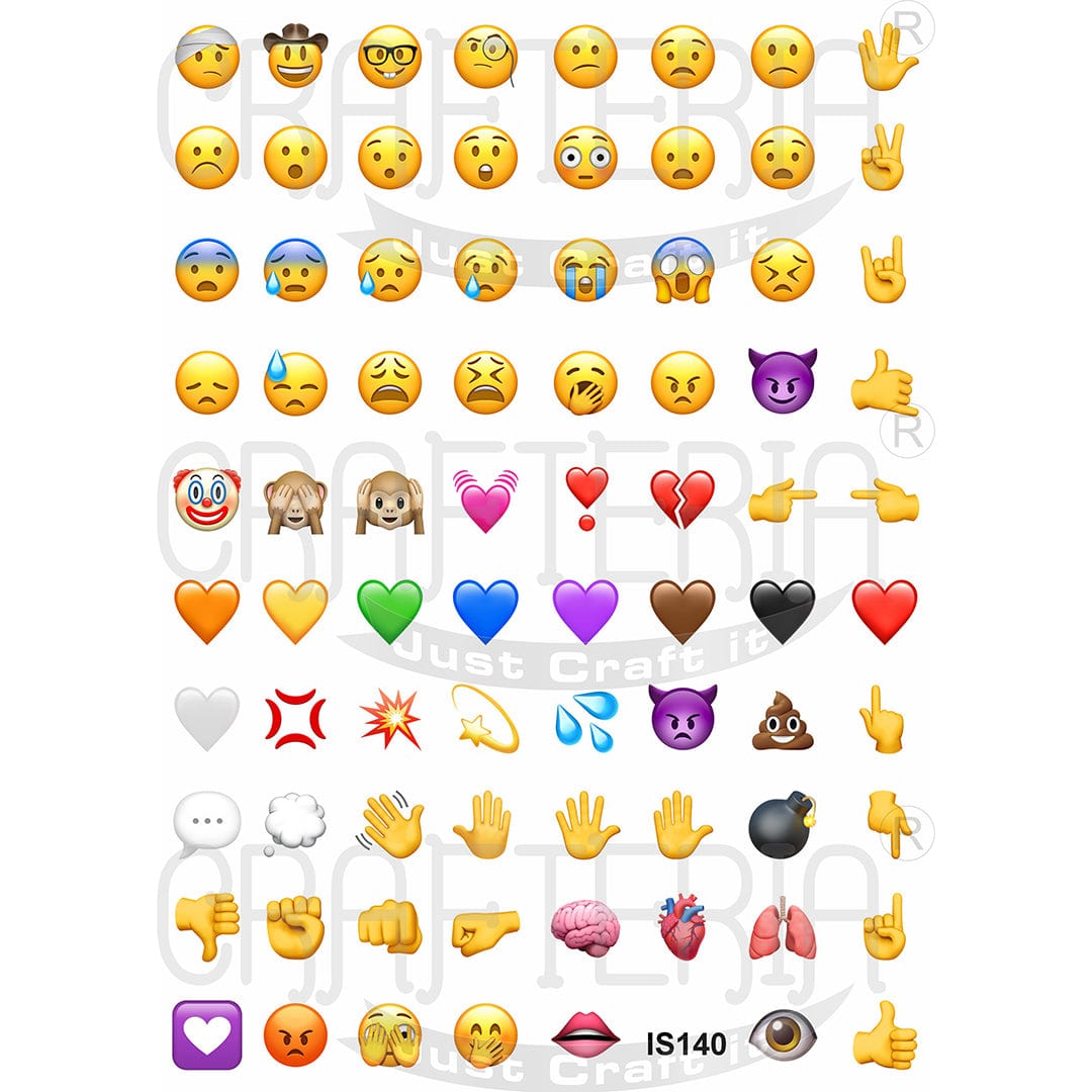 Emoji 0.75 Inch Designs Insert Sheet (Transparent Sheet) IS140