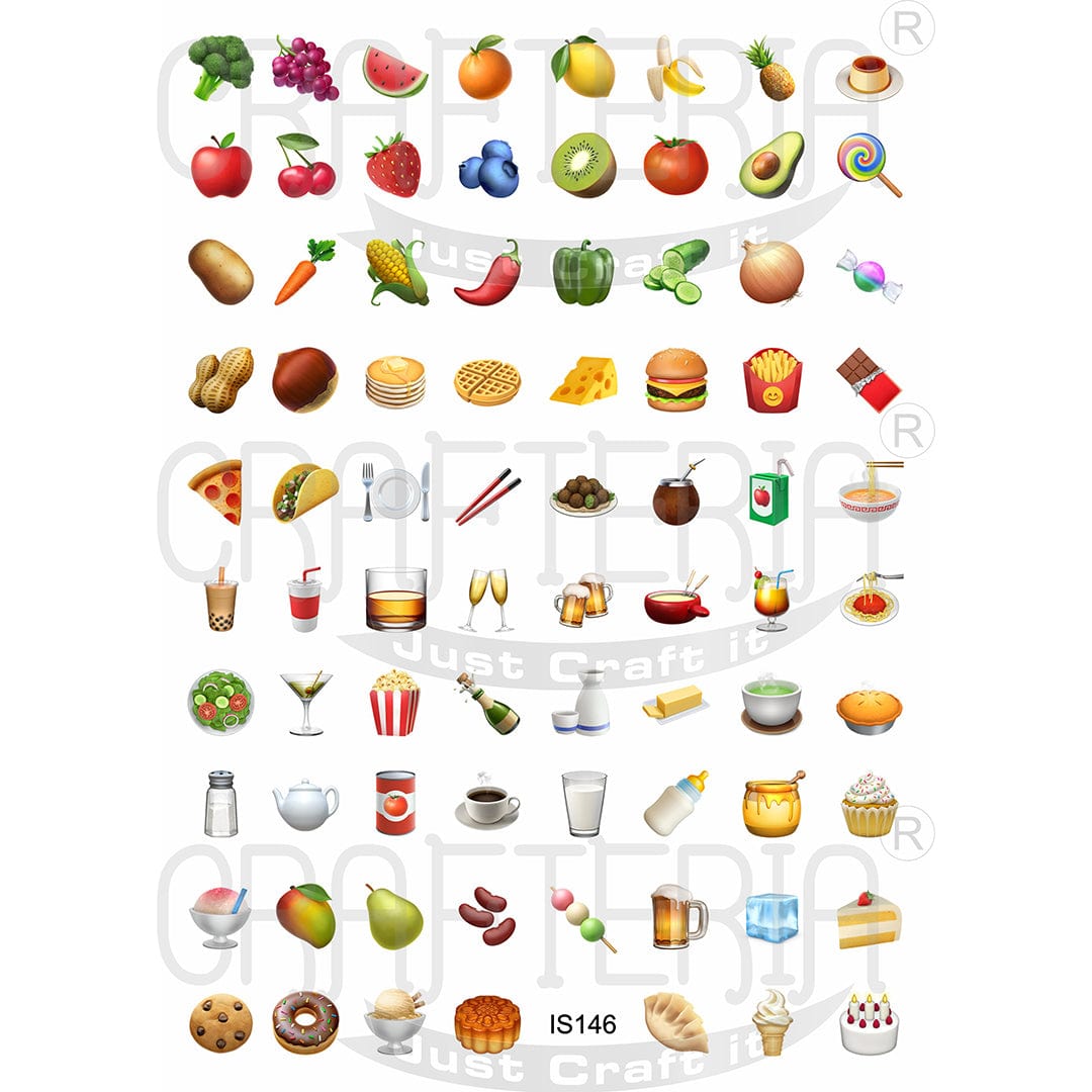 Food & Drinks 0.75 Inch Designs Insert Sheet (Transparent Sheet) IS146