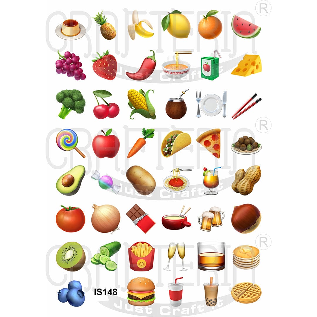 Food & Drinks 1.25 Inch Designs Insert Sheet (Transparent Sheet) IS148