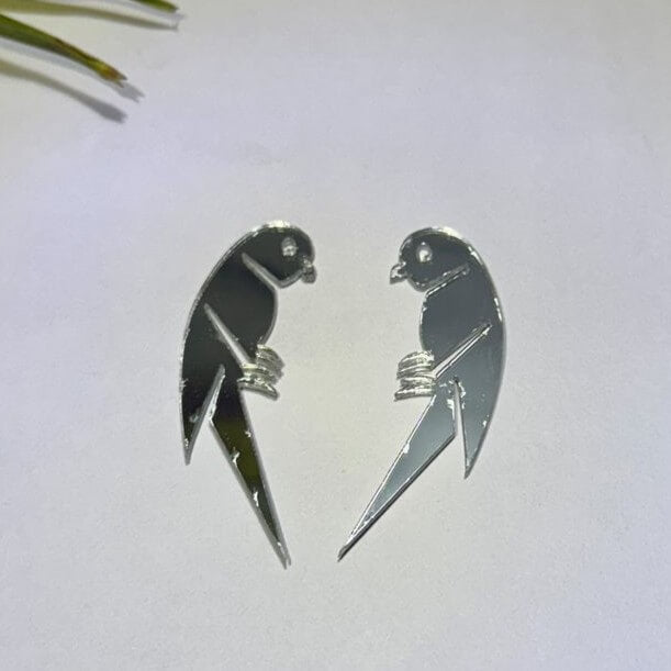 Left & Right Parrot Silver Acrylic Mirror