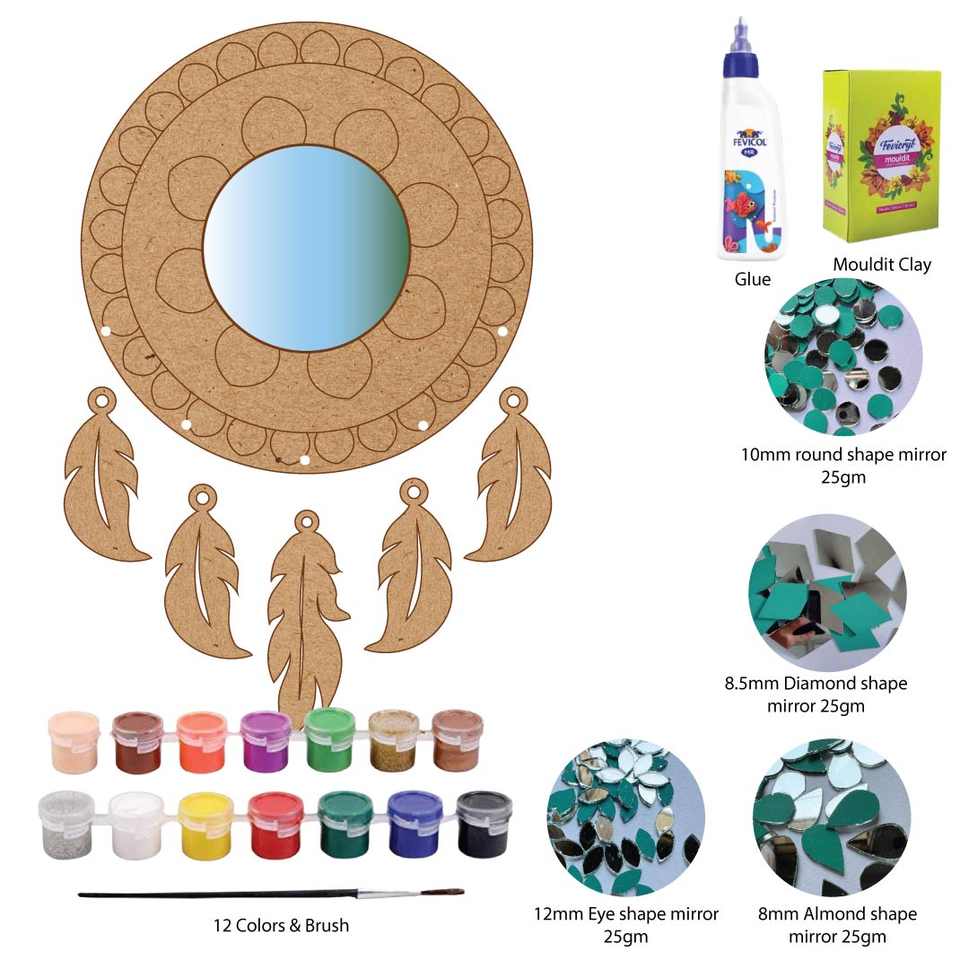 DIY Mirror Dreamcatcher Lippan Art Kit