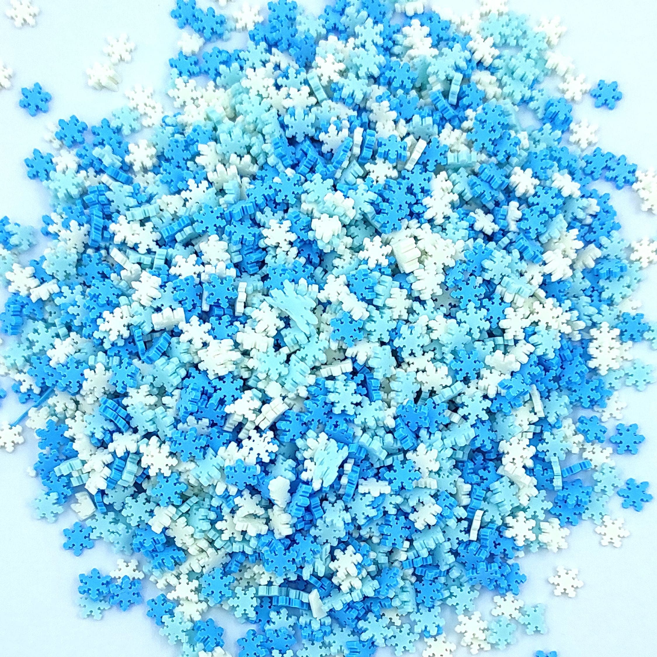 Snowflakes White & Blue Shape Polymer Chips