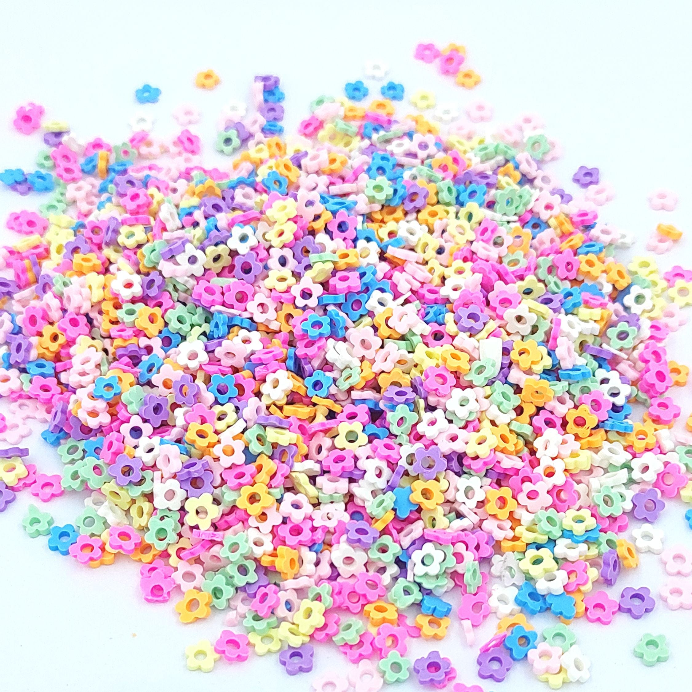 Flower With Center Hole Mix Colour Shape Polymer Chips