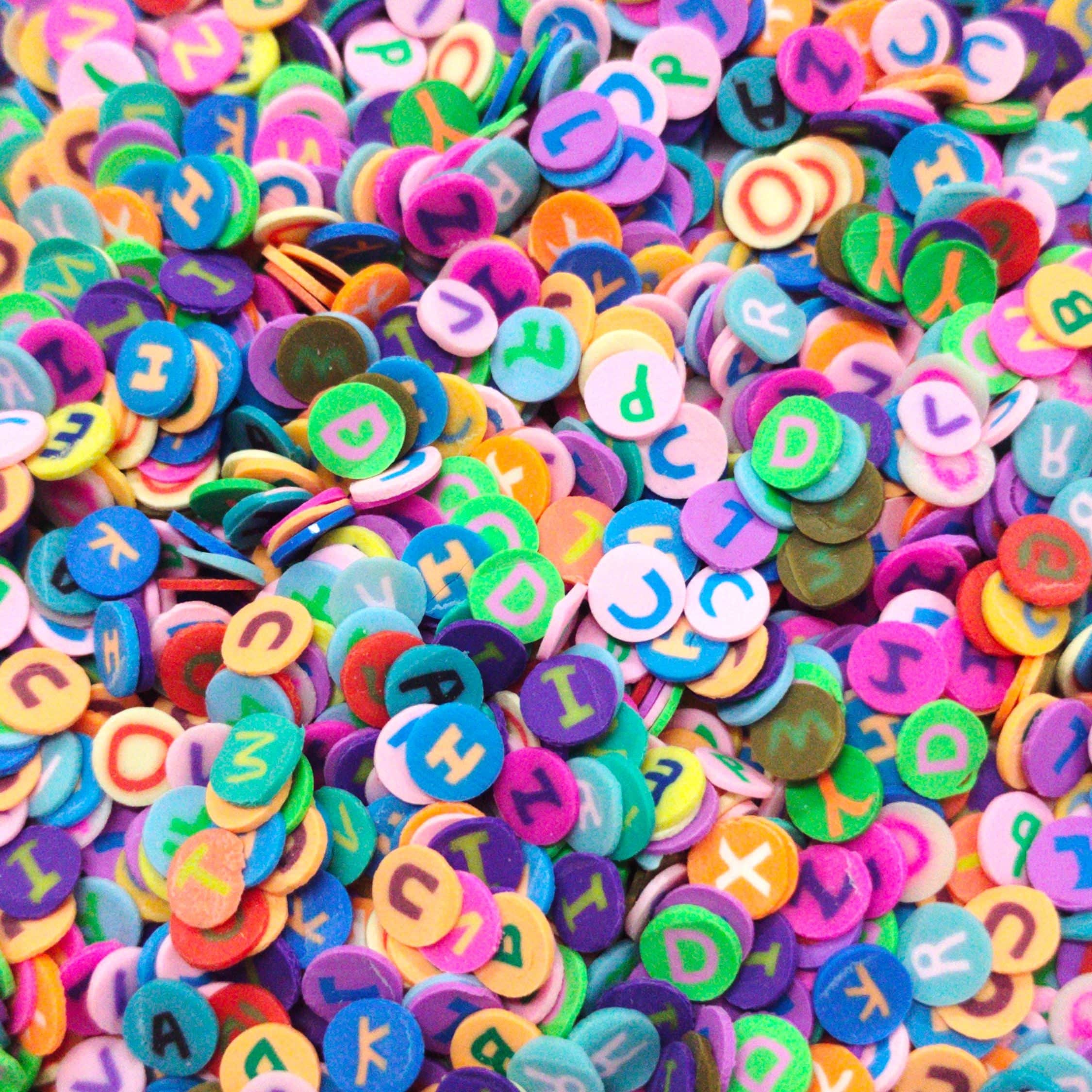 Round Alphabet Shape Polymer Chips