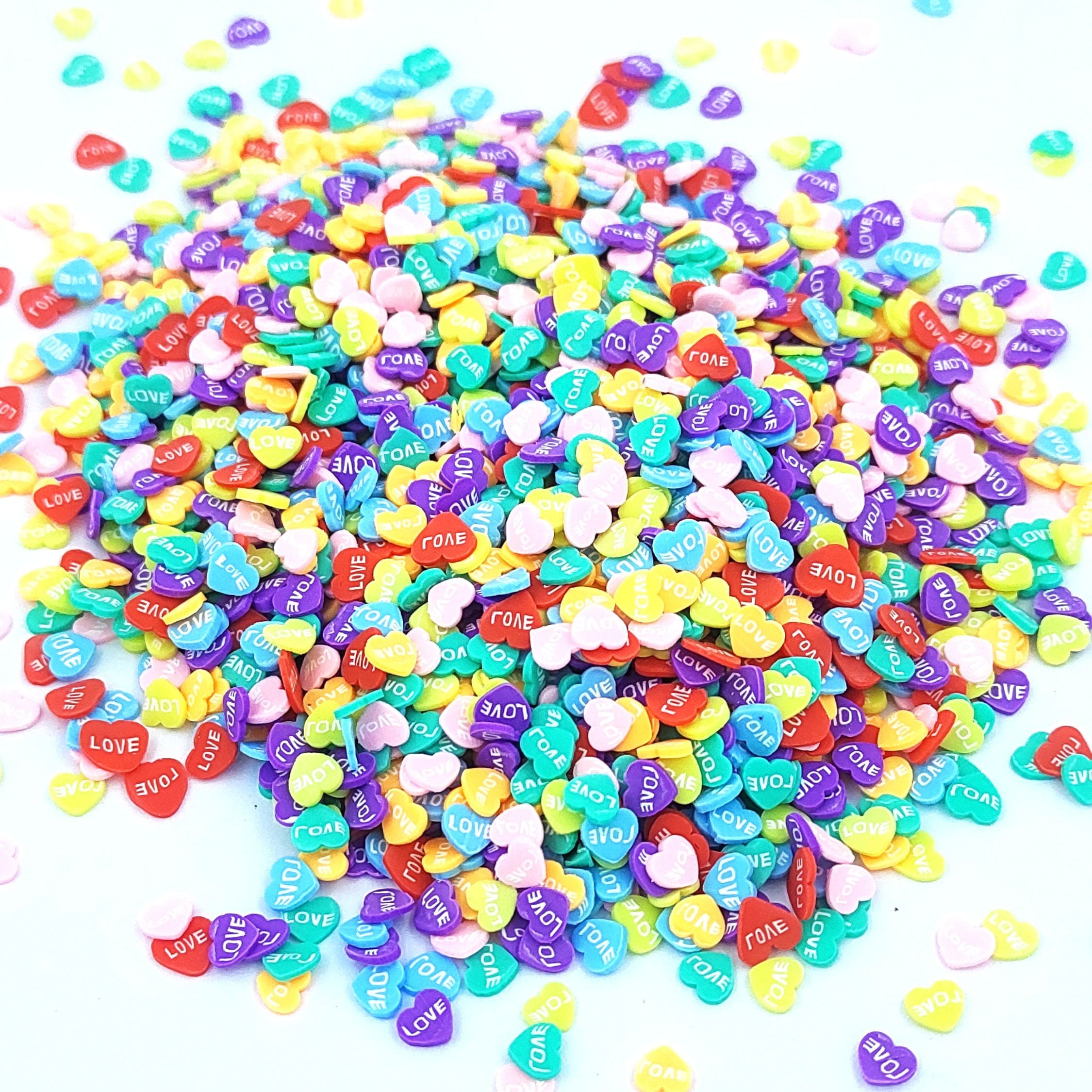 Heart Shape With Love Text Polymer Chips