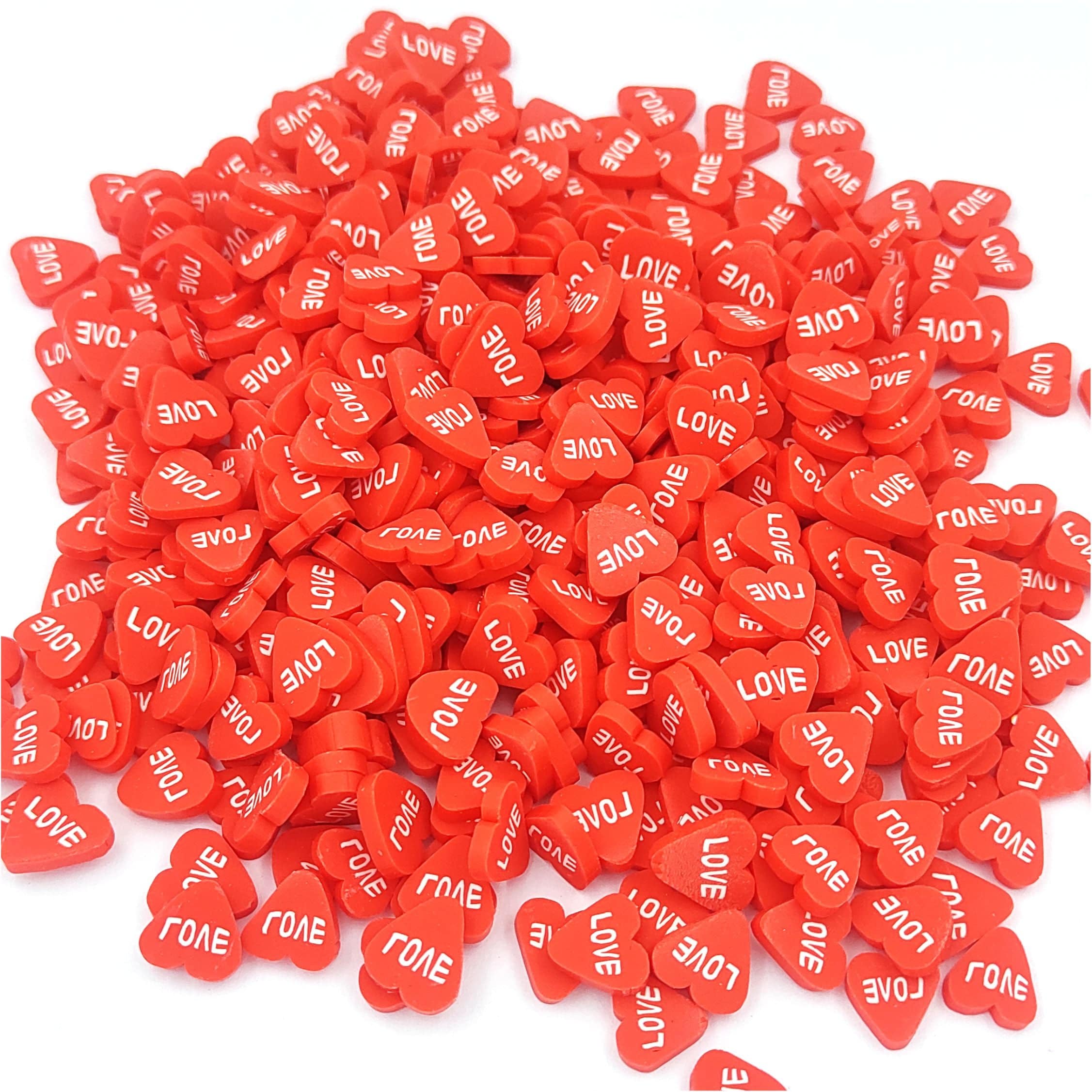 Heart Shape With Love Text Big Polymer Chips