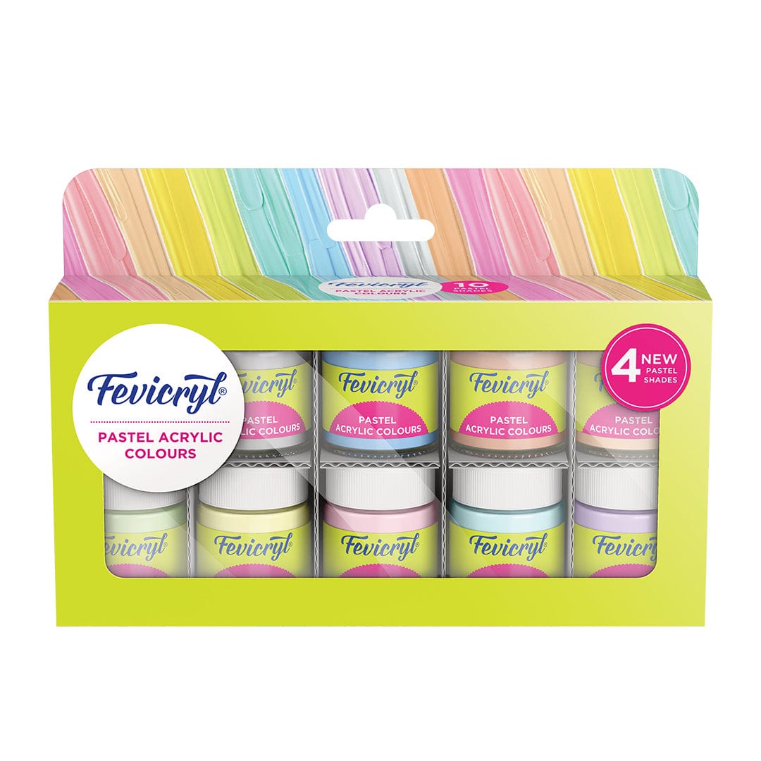 Fevicryl Pastel Acrylic Colours | 10 Colours X 15 Ml (Mrp-300/-)