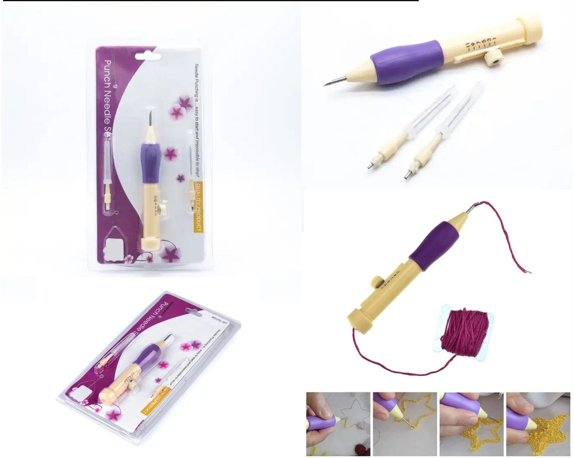Purple Punch Needle Tool And Threader