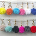 Fur Pompom With Lobster Ring 10Pcs