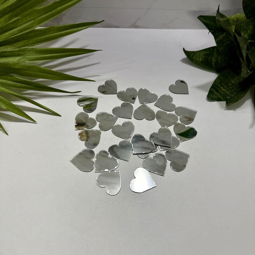 Silver Acrylic Mirror Heart Shape 2