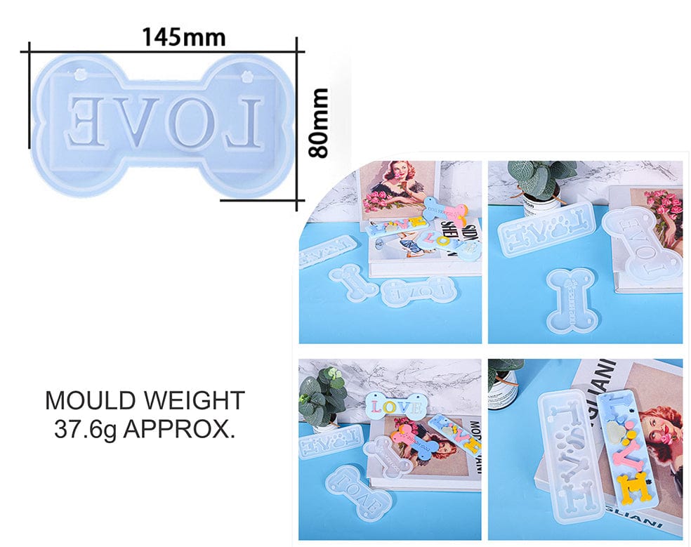 Love Wording Bone Shape Dog House Name Plate Mould