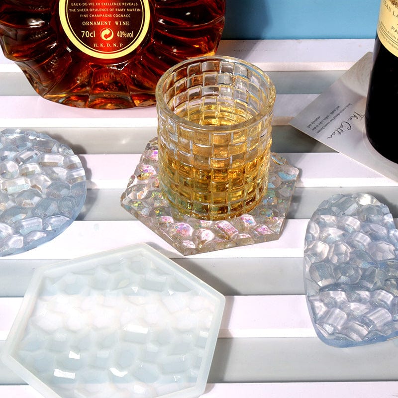 Heart Shaped Mosaic Texture Coaster Mould