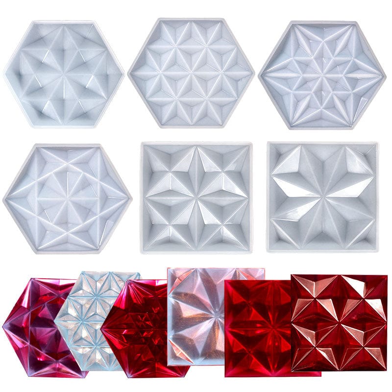 Hexagon With 3D 6 Corner Star Coaster Mould Design No : 1