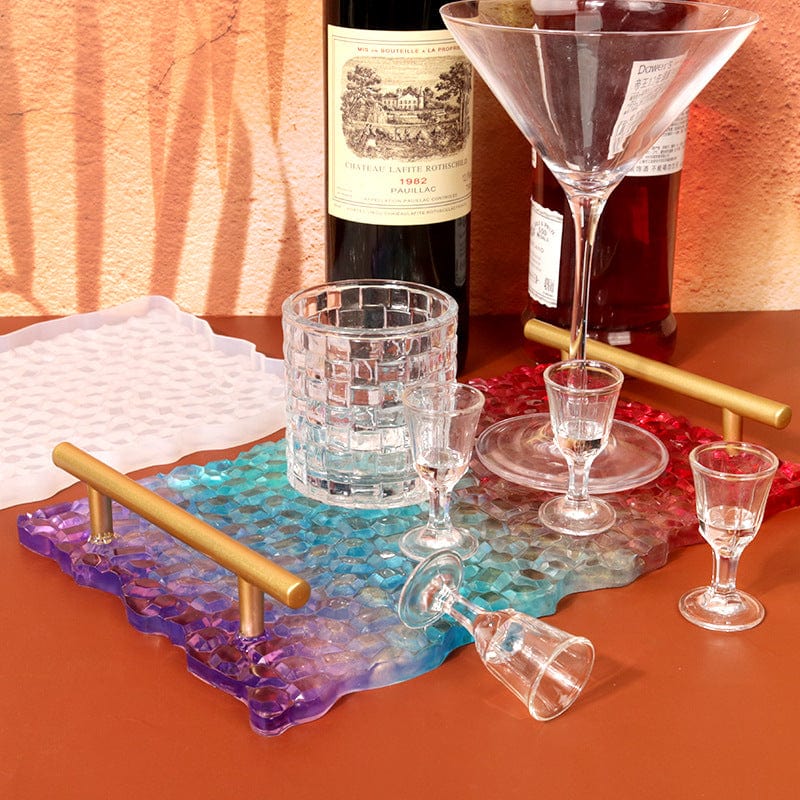 7.5" X 12" Rectangle Agate Mosaic Texture Tray Mould
