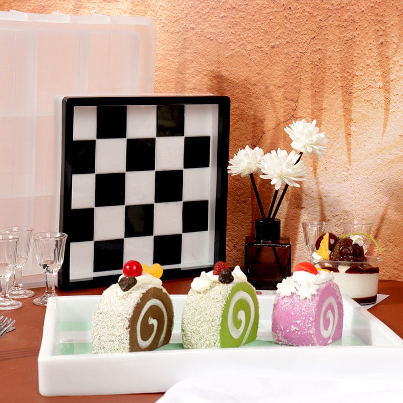 Square Chess Board Texture Trinklet Tray Mould