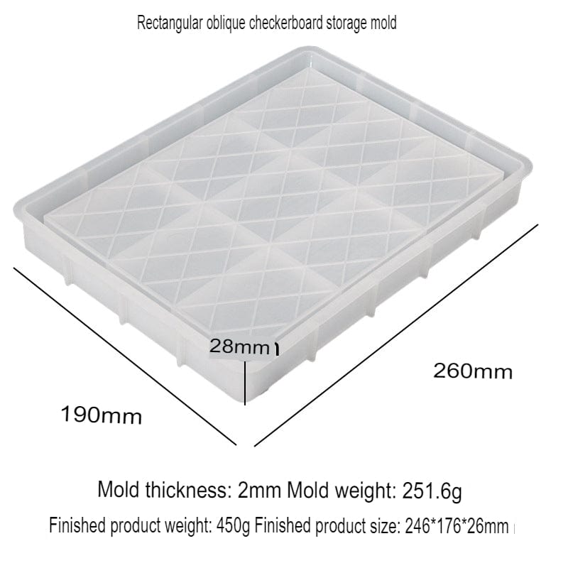 Rectangle Checkered (Katli) Design Storage Tray Mould