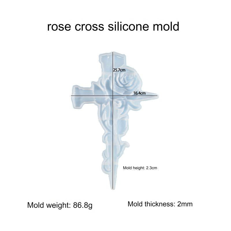 Cross With Rose Silicon Mould