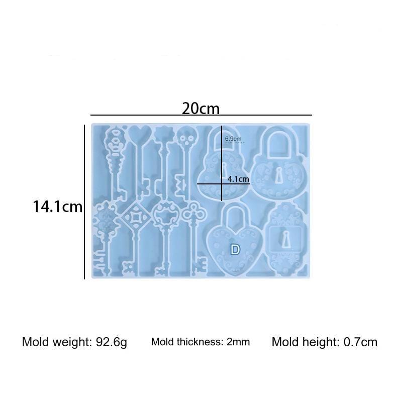 12 Cavity Lock & Key Pendant & Keychain Mould