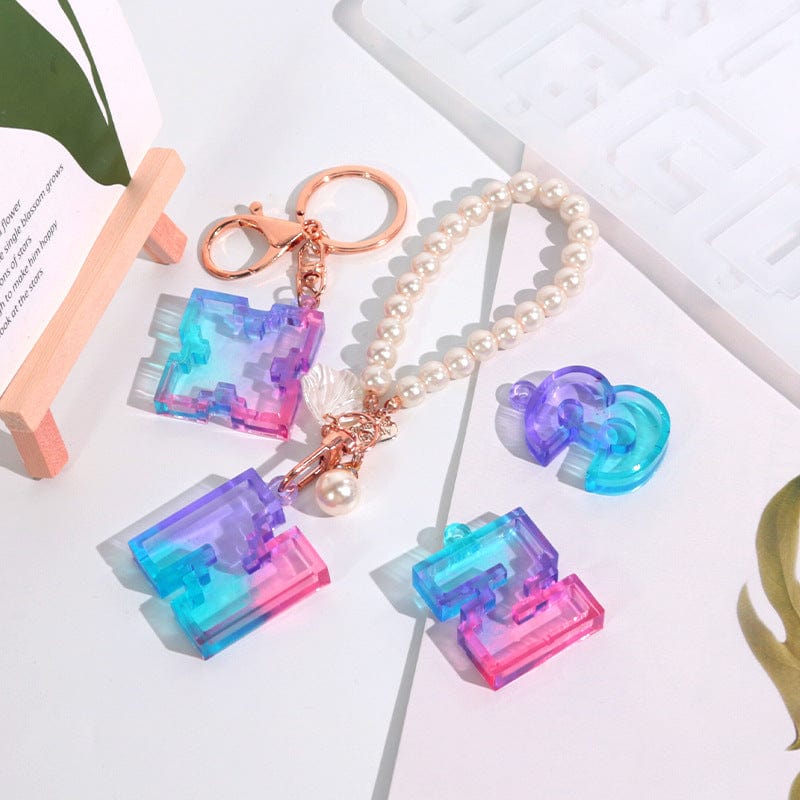 Pixel Alphabet Abcd Shakers Keychain & Pendant Mould