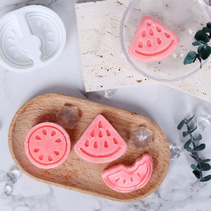 2 Cavity Round Watermelon Slice Soap & Candle Mould