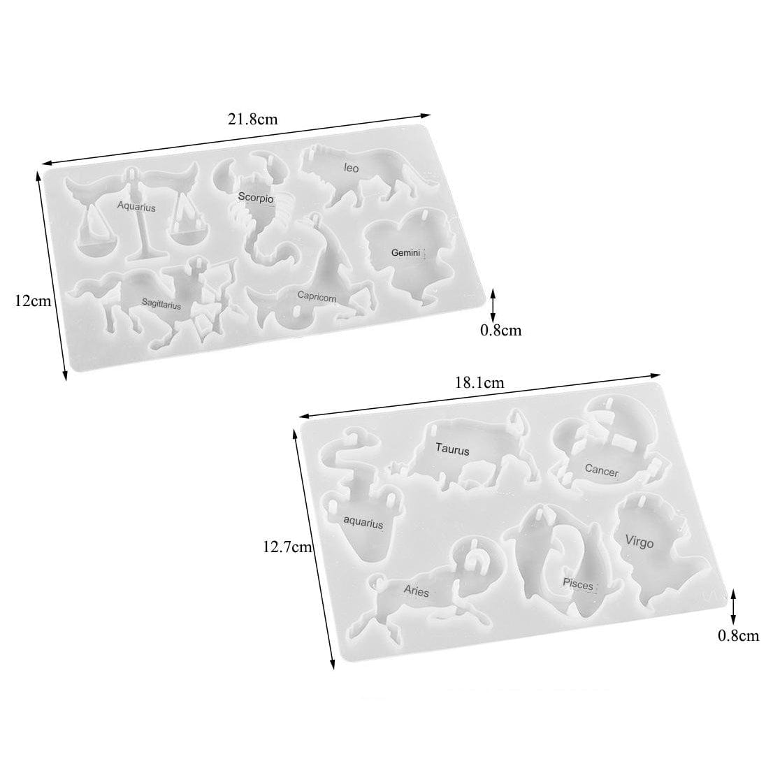 2 in 1 (Total 12 Cavity) Zodiac Sign Pendant & Key chain Mould
