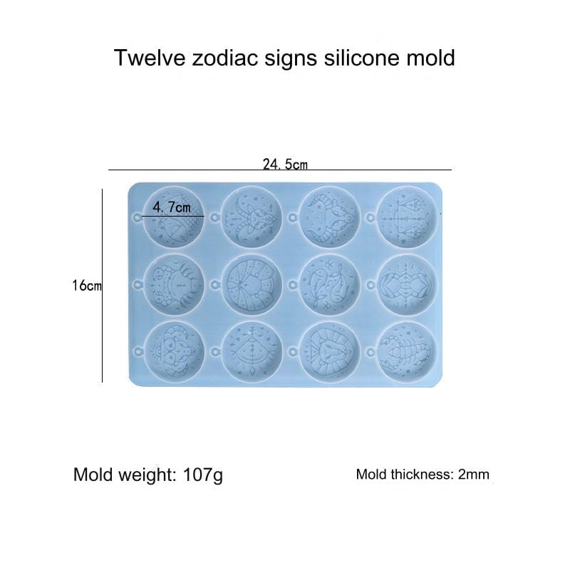 12 Cavity Zodiac Sign Keychain & Pendant Jewellery Mould