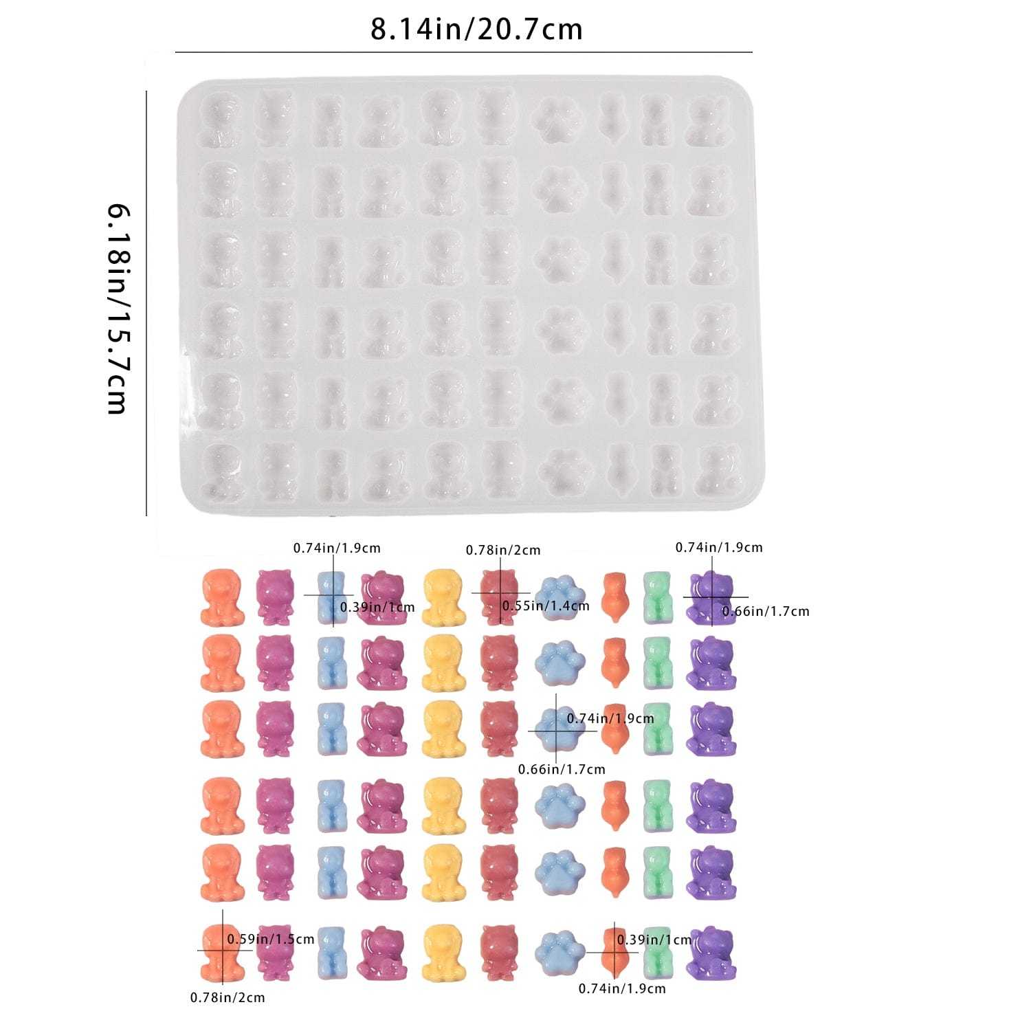 60 Cavity Miniature Animal Candy Mould
