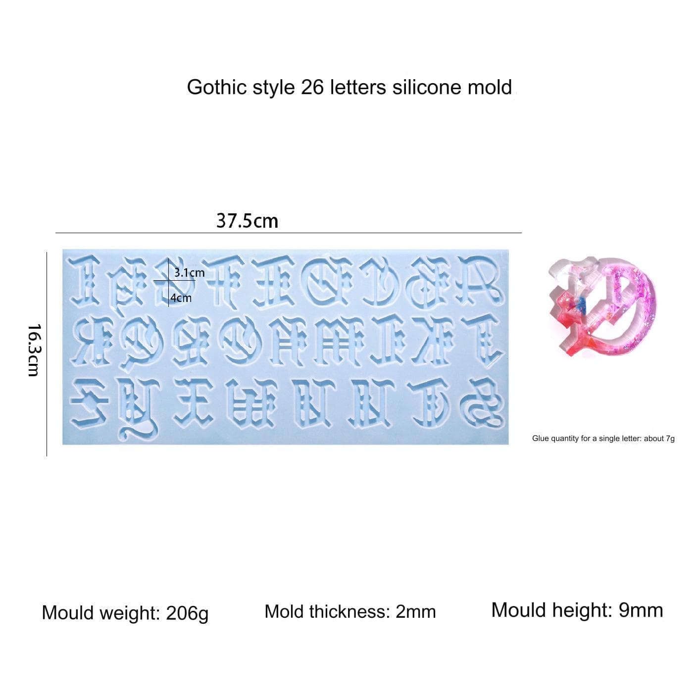 26 Cavity Gothic Font Alphabet ABCD Mould