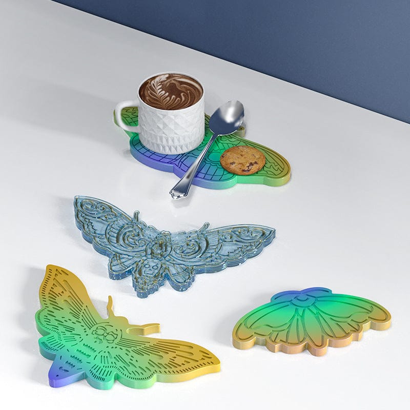 4 Cavity Butterfly Emboss Design Coaster Mould