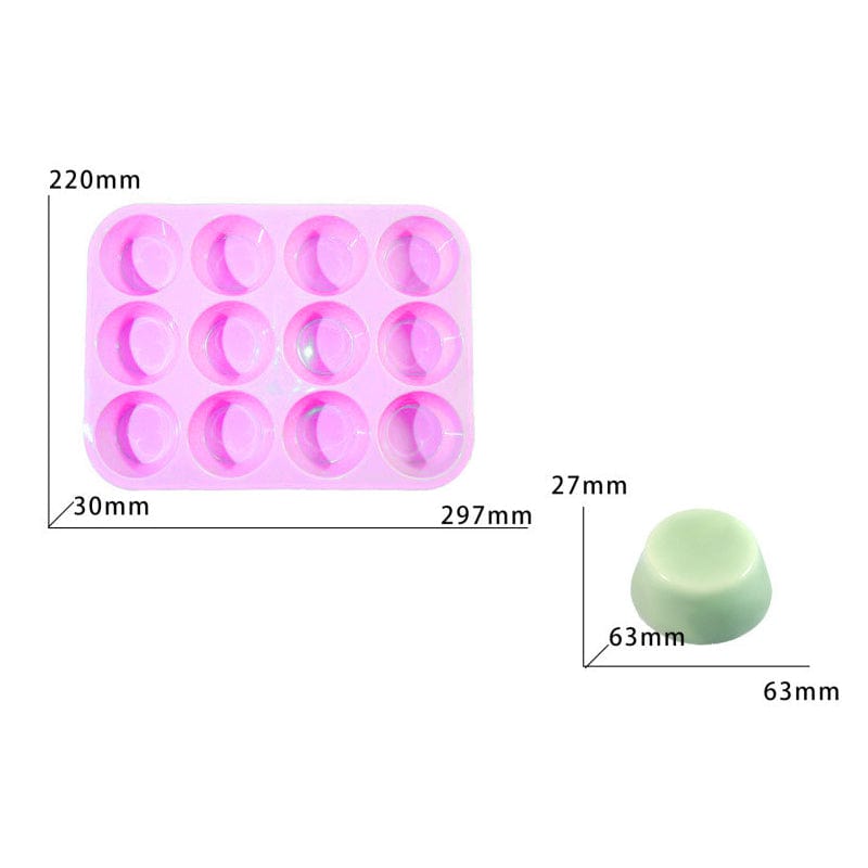 12 Cavity Cup Cake, Soap & Candle Mould