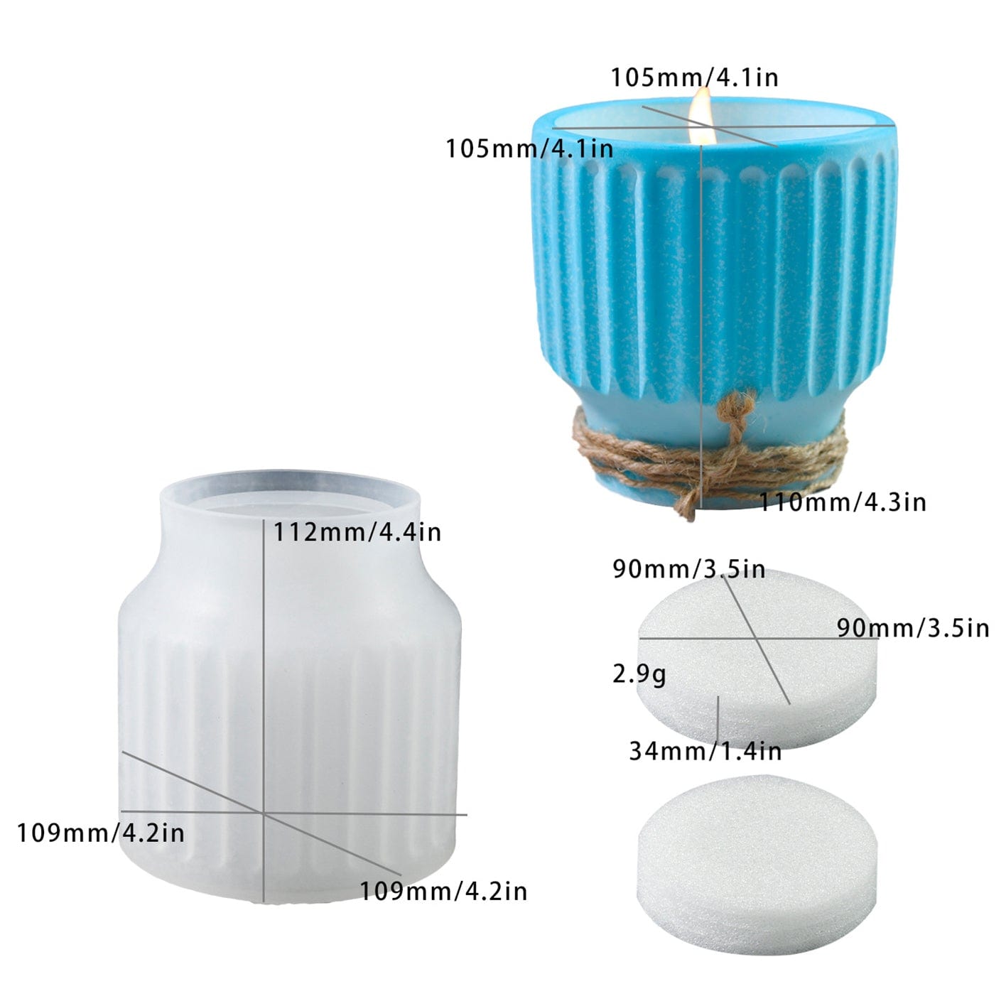 Bottom Neck Stripped Round Candle Holder
