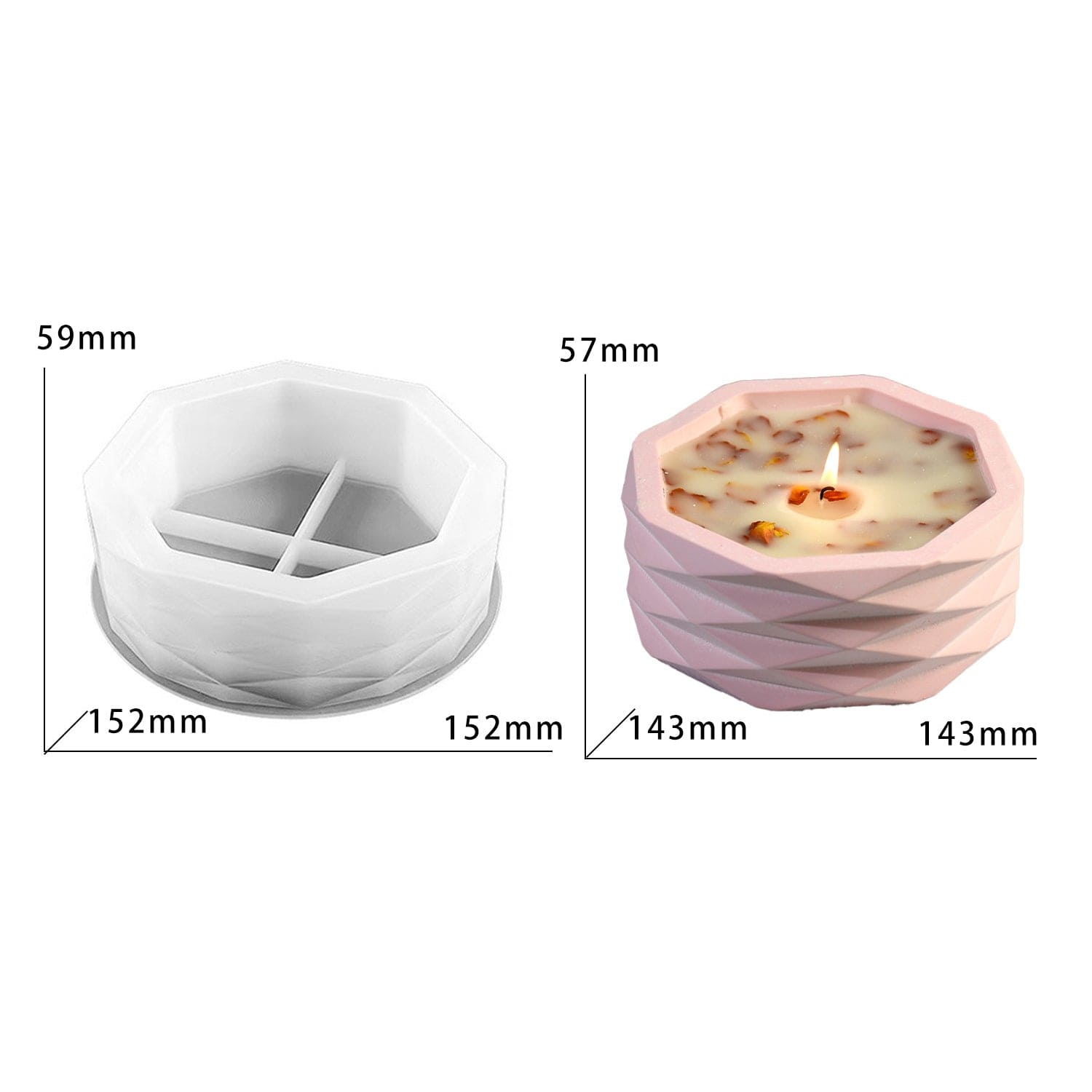 Large Diamond Cut Octagon Planter, Storage & Candle Holder Mould
