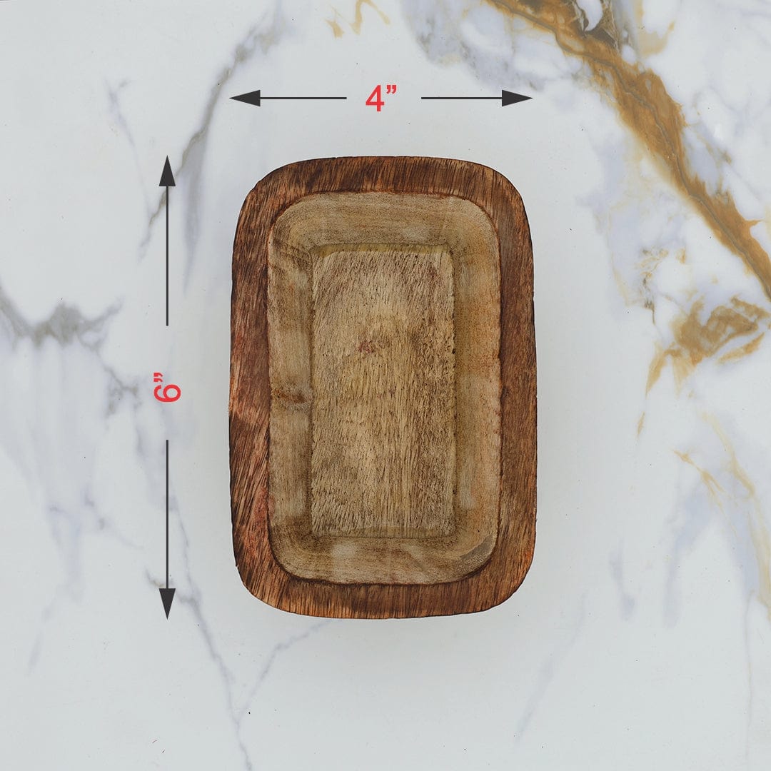 Wooden Candle Rectangle Boat Bowl