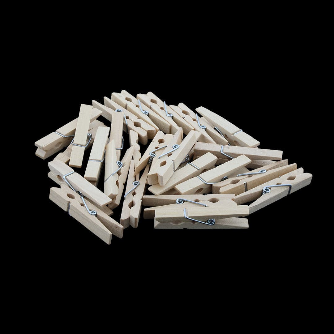 4.8Cm 20pcs Natural Wooden Clip With 2mtrs Jute Dori