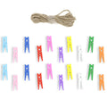 2.5Cm 20pcs Multi Wooden Clip With 2mtrs  Jute Dori