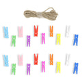 3Cm 20pcs Multi Wooden Clip With 2mtrs Jute Dori